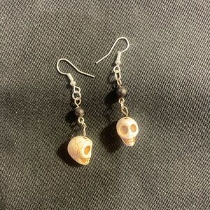 Gothic Skull Earrings in White and Black